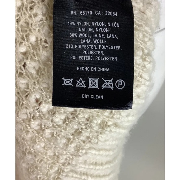 Anthropologie Sz S Bubble Knit Crewneck Sweater Cream Nylon Wool Pullover - Picture 5 of 6